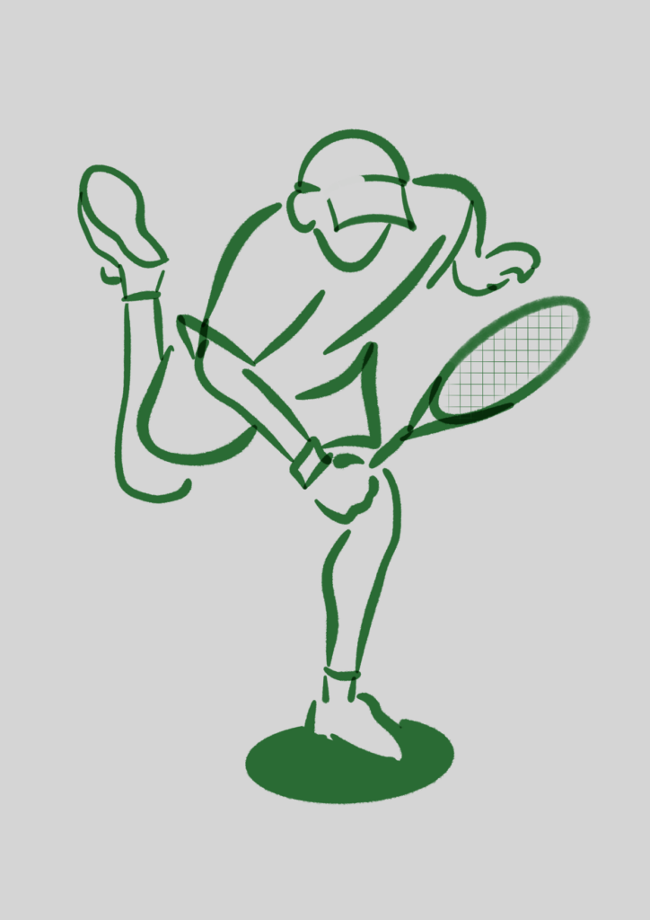 serve minimalist illustration mtl marker illustration of man landing after a serve