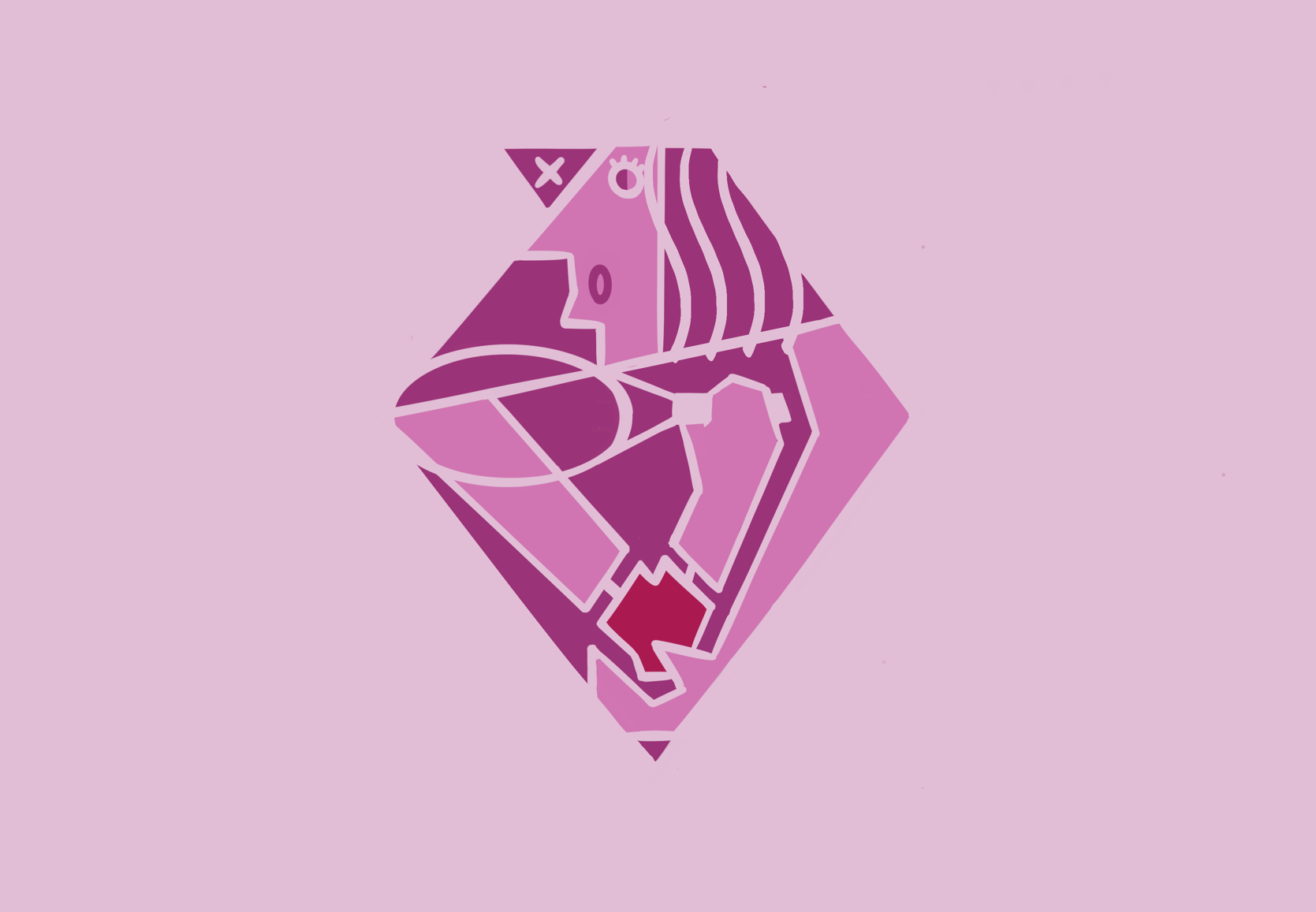 Geometric illustration of a women with a tennis racquet that represents the injury of tennis elbow