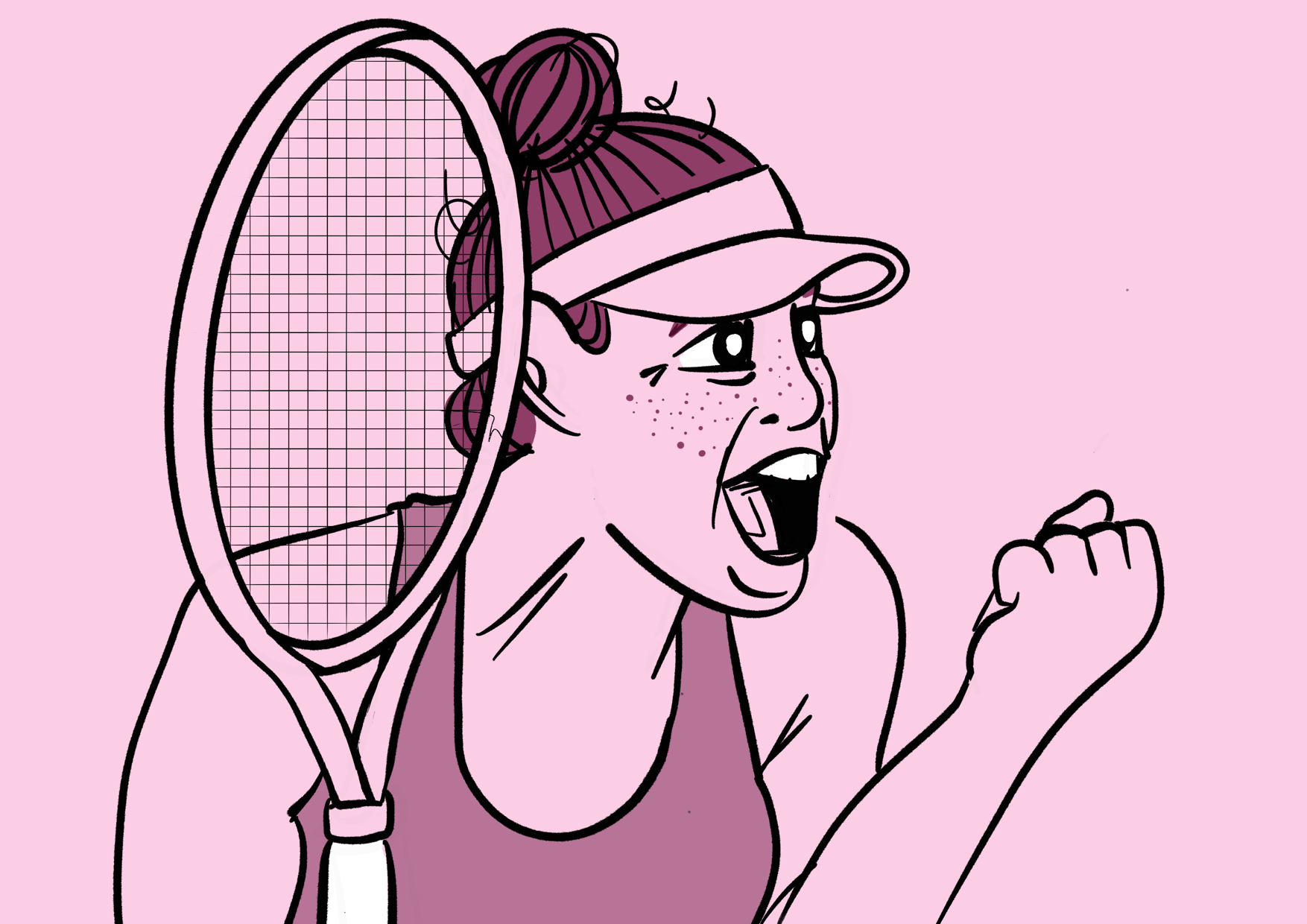illustration of a woman celebrating after winning a tennis point