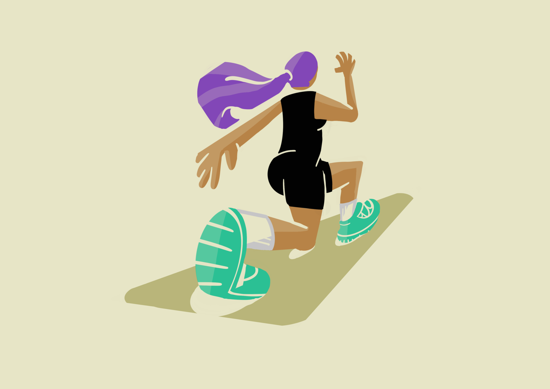 illustration of a women doing a dynamic stretch walking lunge