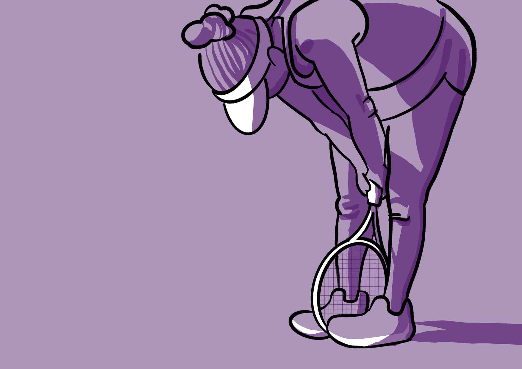 illustration of a female tennis player who is dejected after a bad shot