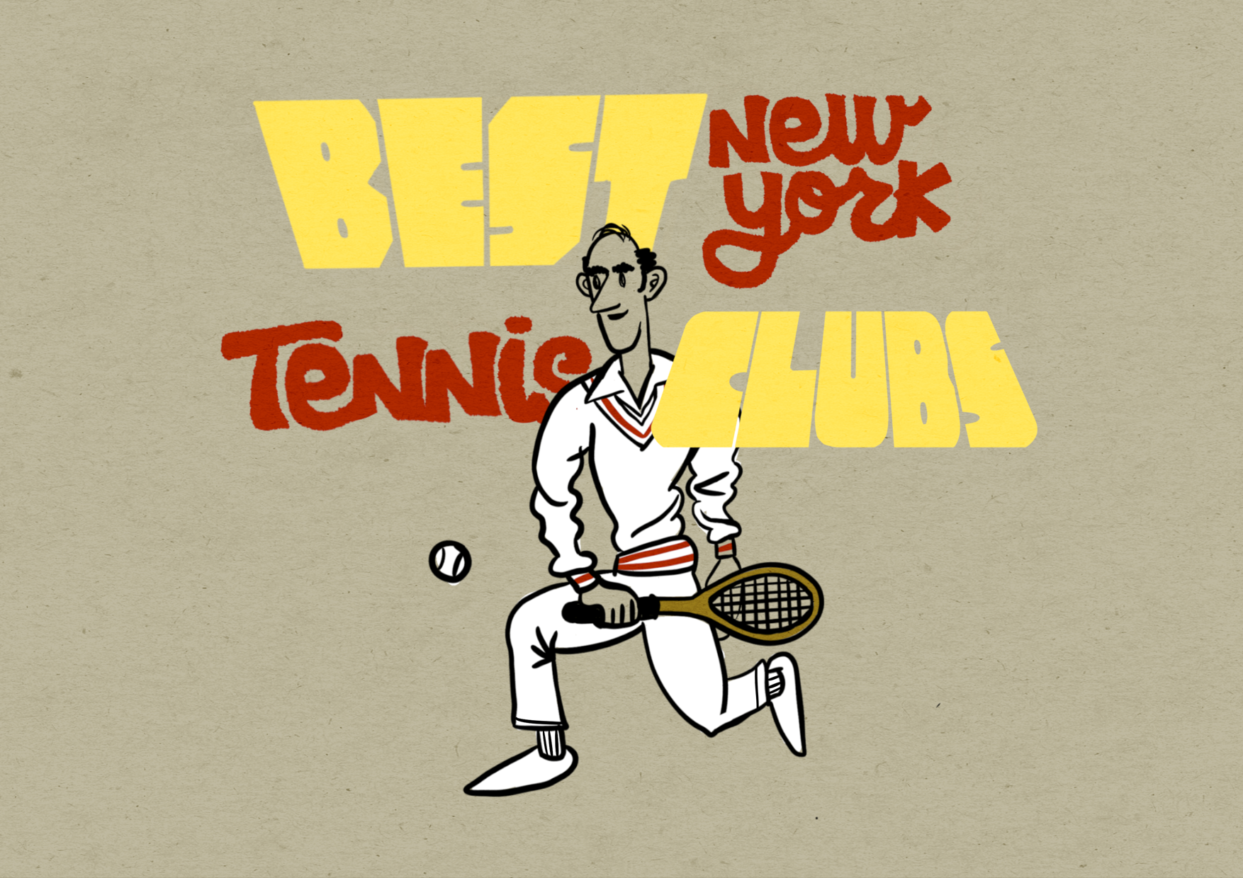 illustration of a 1920's tennis player playing at a tennis club